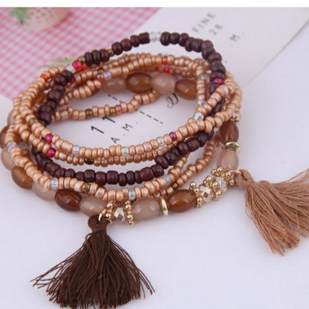 Six Layer Boho Tassel Bracelet